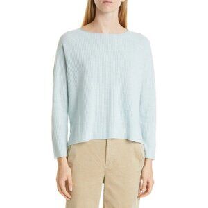 Eileen Fisher Boat Neck Raglan Sleeve Merino Wool Rib Sweater - sz Small